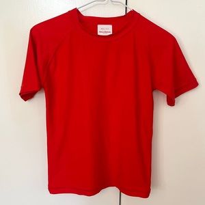 Hanna Andersson Boy's Red Short Sleeve Swim Guard Shirt, Youth Size 10